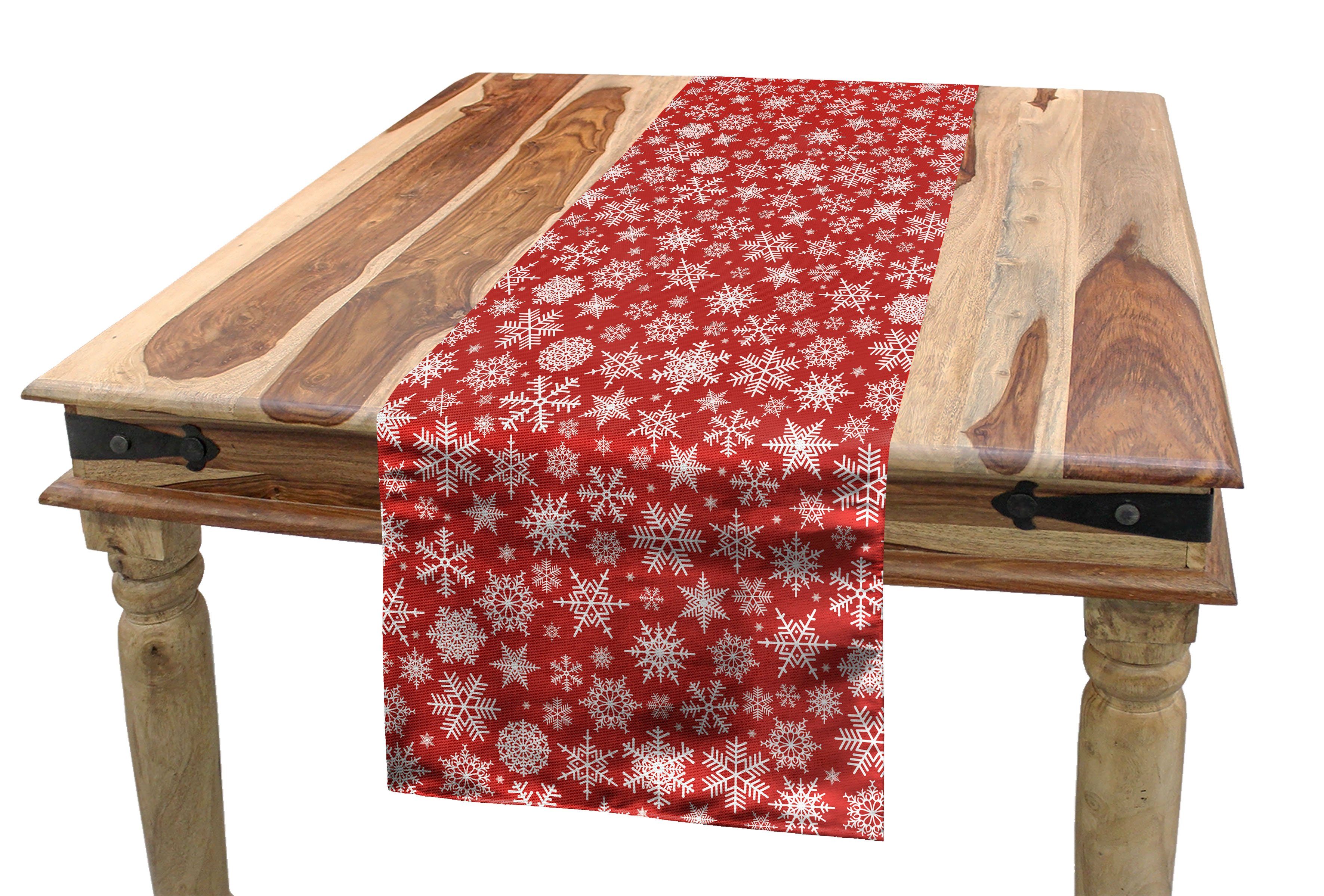 Abakuhaus Tischläufer Esszimmer Küche Rechteckiger Dekorativer Tischläufer, rot Verschiedene Schneeflocke-Winter