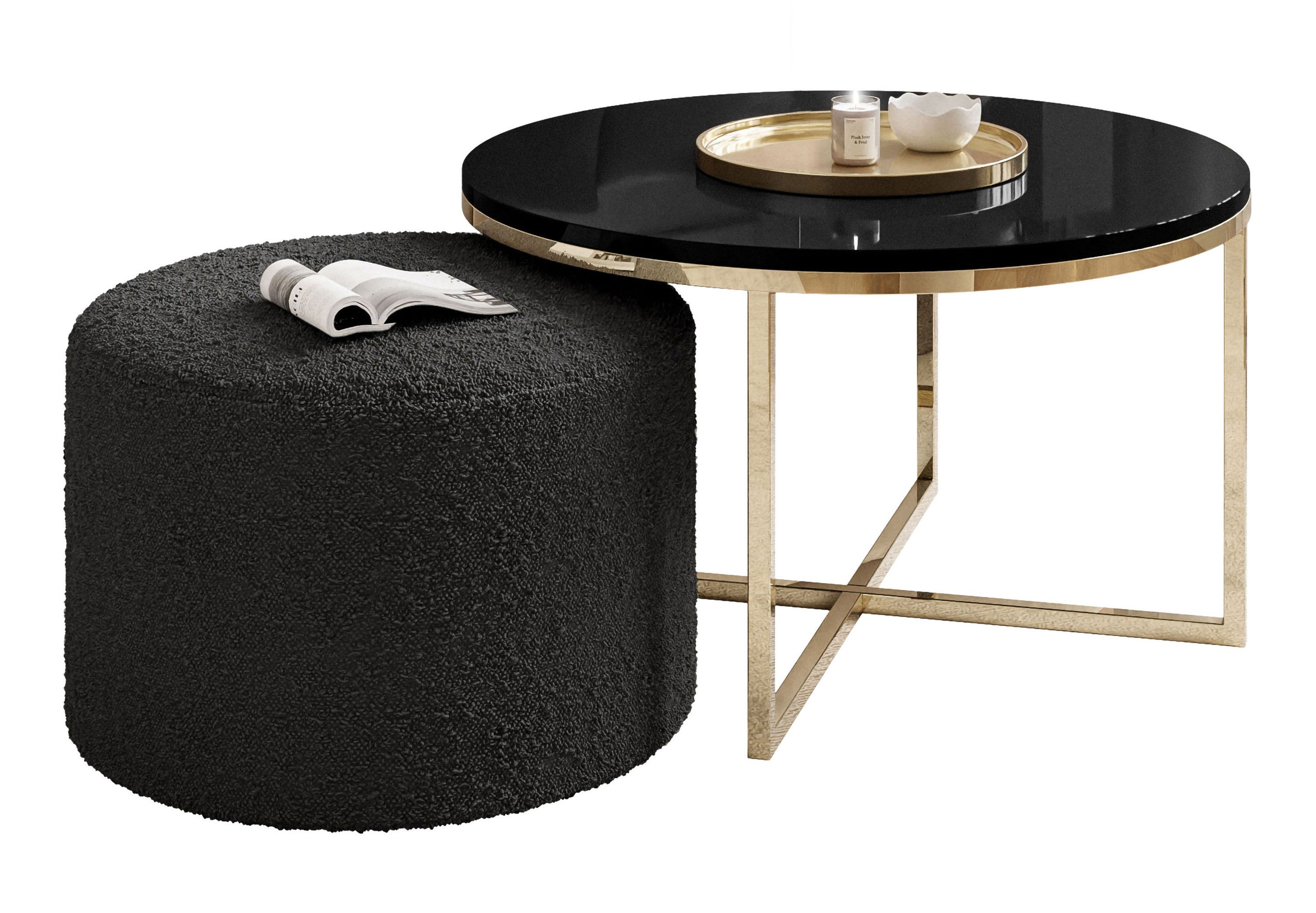 Lookway Couchtisch CIRI-X mit Hocker (Couchtisch mit einem Hocker), Durchmesser: ⌀70 cm