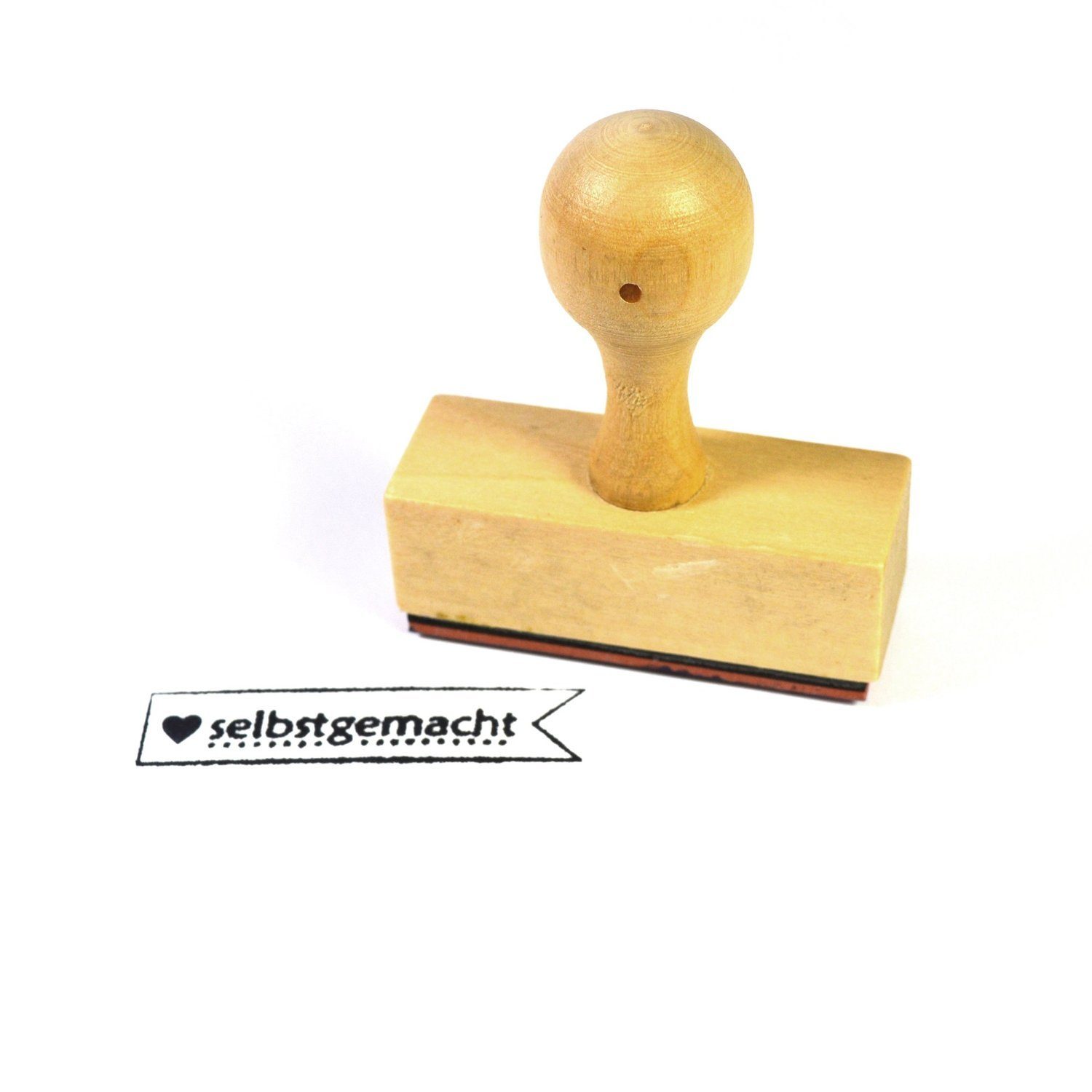 Stempel Stempel – Selbstgemacht - aus Holz, Schrift-/ Motivgröße: 5,8 x 1,3 cm