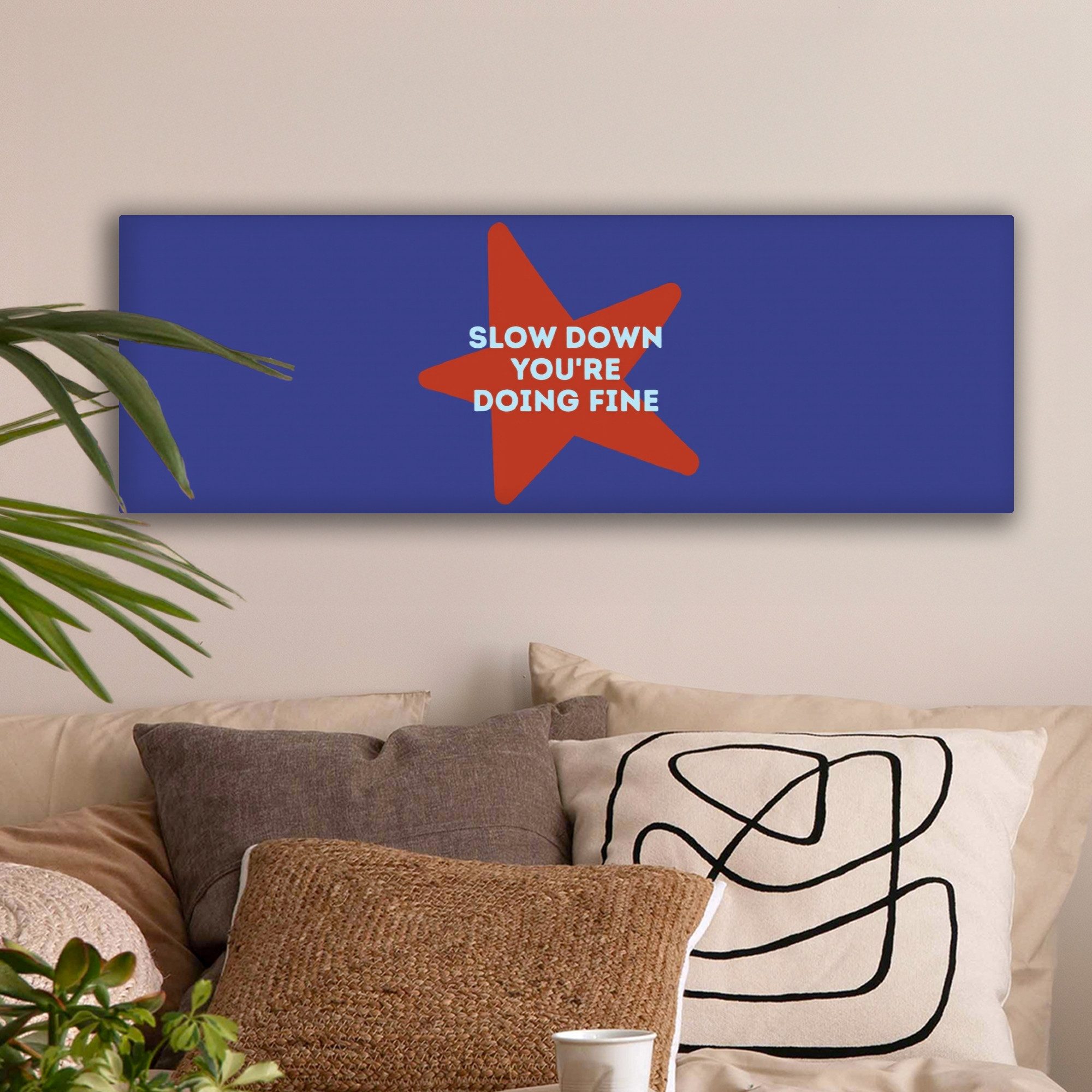 OneMillionCanvasses® Leinwandbild Panorama Langsam, du machst das gut - Star - Blue, Fotodruck (1 St), Wandbild, Deko Schlafzimmer Wohnzimmer Flur 60x20 cm