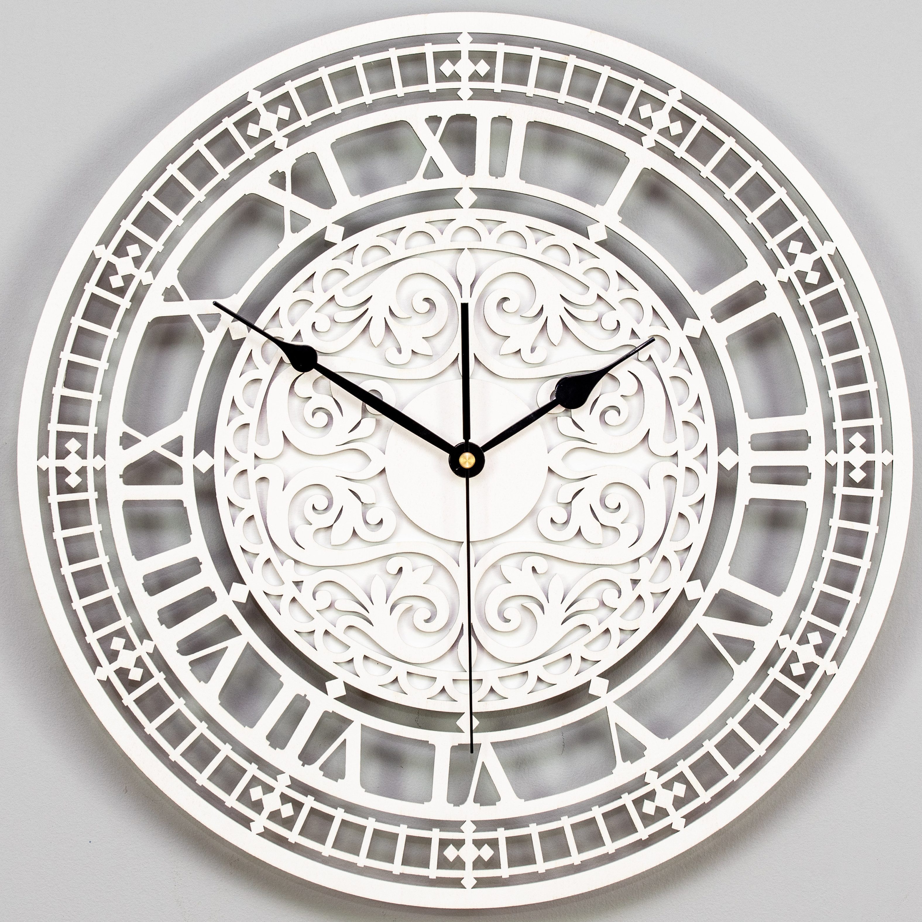 ORNAMENTI Wanduhr Große Wanduhr, holz, vintage, weiss und schwarz, ohne tic günstig online kaufen