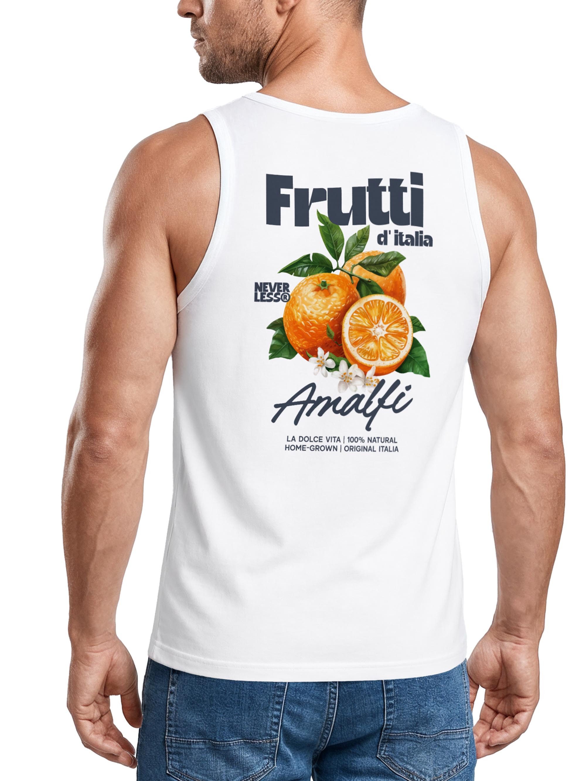 Neverless Tanktop Tanktop Herren mit Grafik-Print Rückendruck - Frutti di italia - mit Print