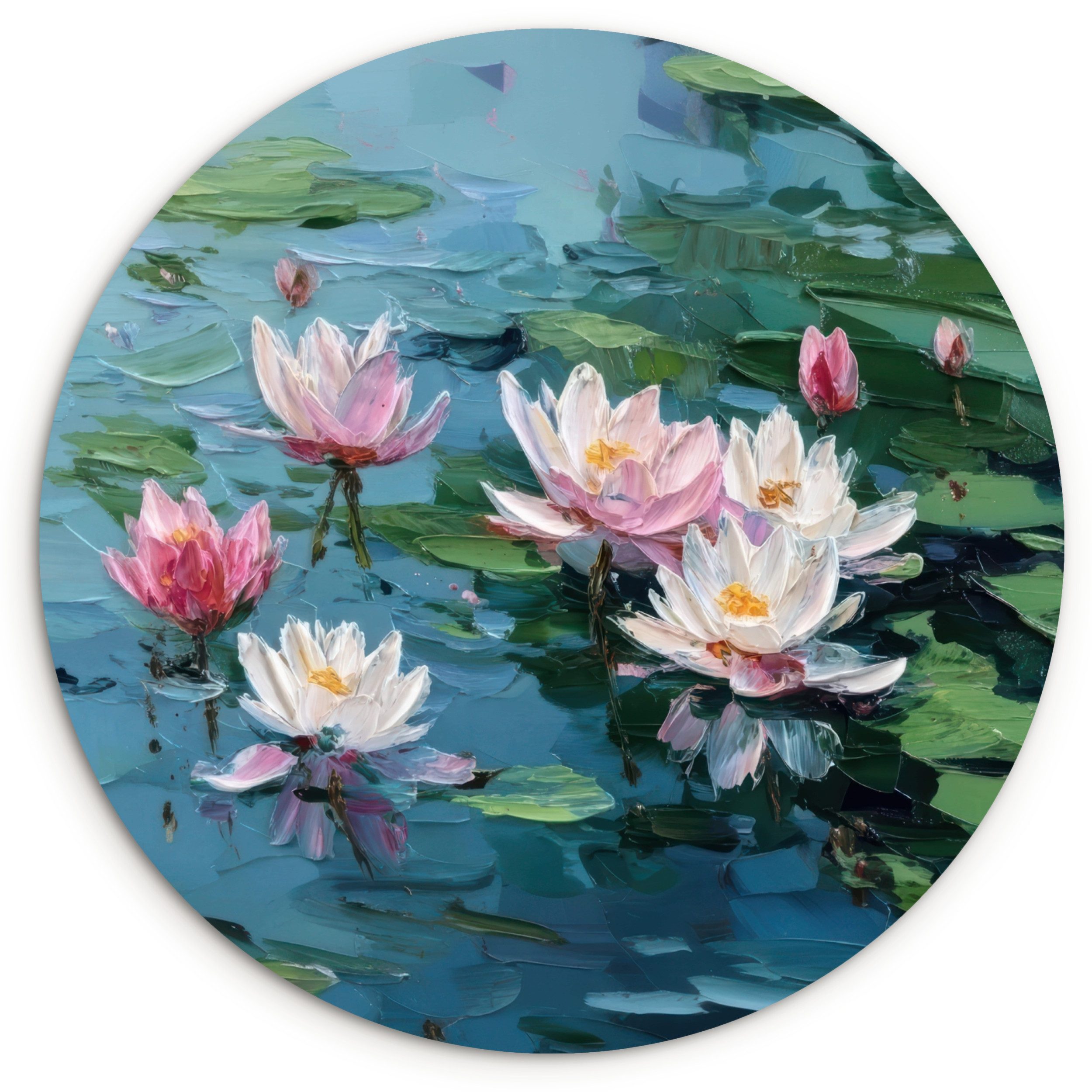MuchoWow Gemälde Seerosen - Blumen - Rosa