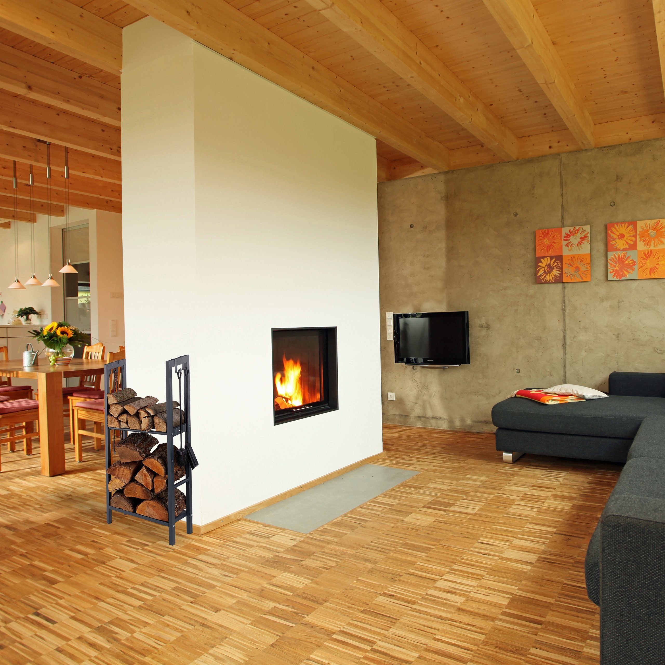 relaxdays Kaminholzregal mit 2 Ablage, BxTxH:60x30x100 günstig online kaufen