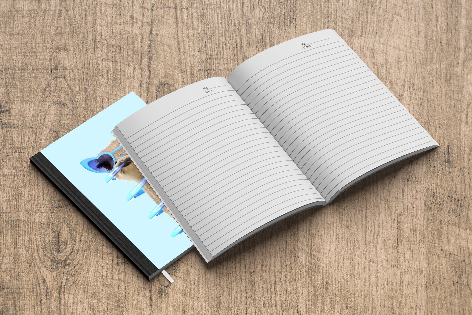 Blau Sonnenbrille - MuchoWow 98 Notizbuch Haushaltsbuch Merkzettel, Seiten, Journal, - Tagebuch, A5, Notizheft, - Strauß Tiere,