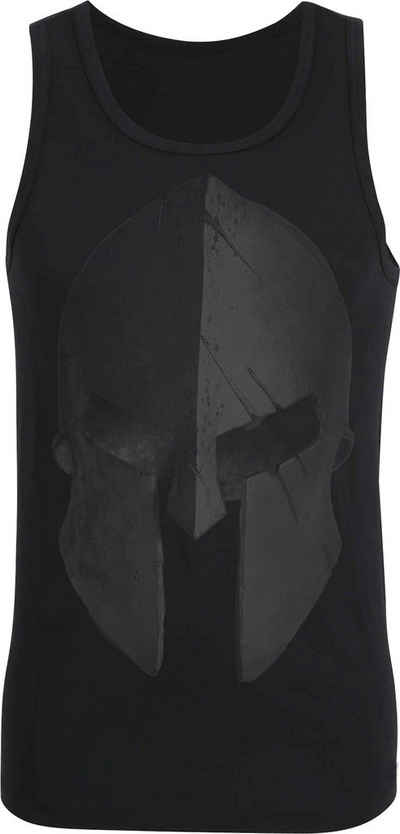 Baddery Tanktop Sparta Tank Top : Sparta Helm - Gym Sport Fitness Athletic Vest, hochwertiger Siebdruck, aus Baumwolle