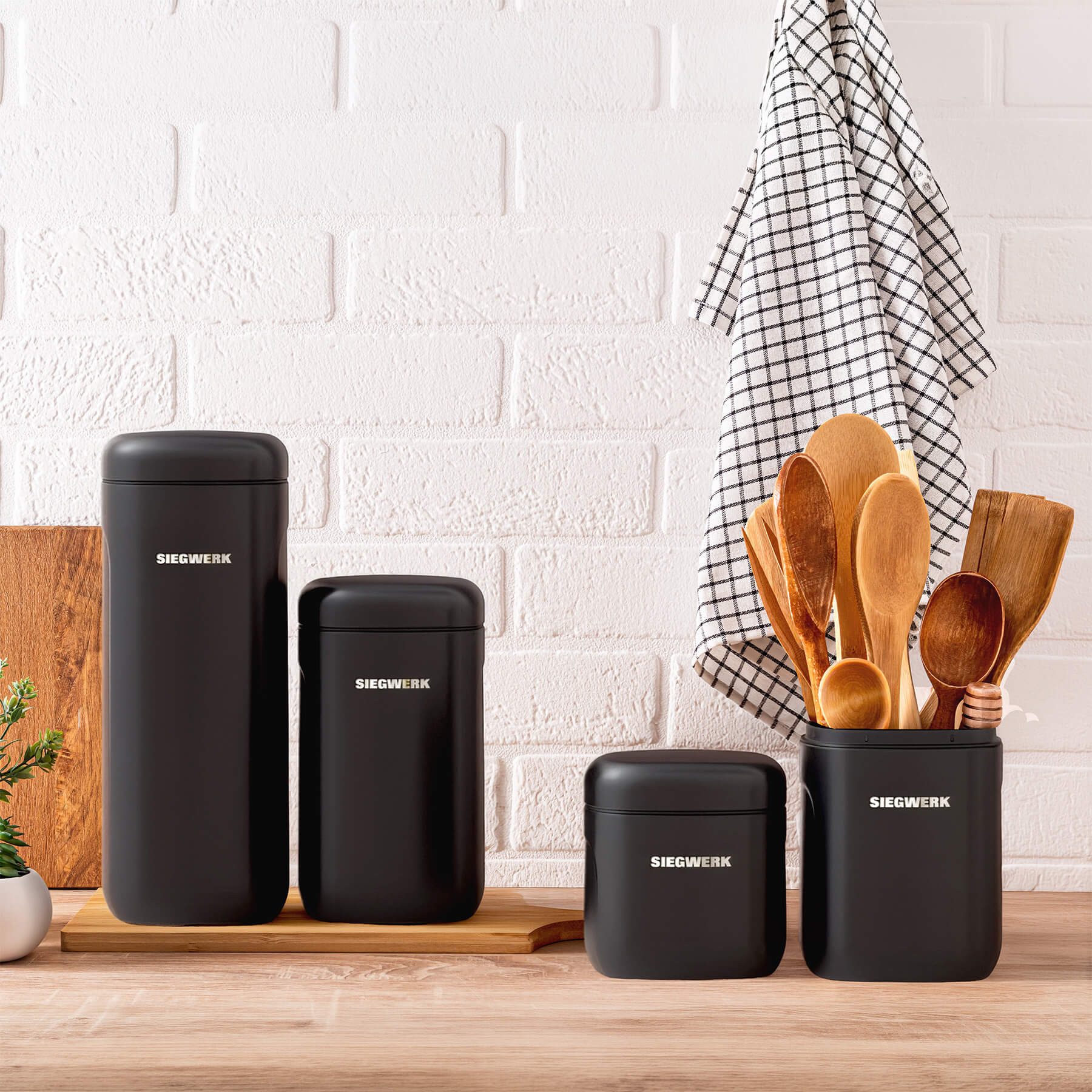 SIEGWERK Vorratsdose SIEGWERK - CUBO M 1,25l aus Metall kombinierbar, Stahlblech pulverbeschichtet