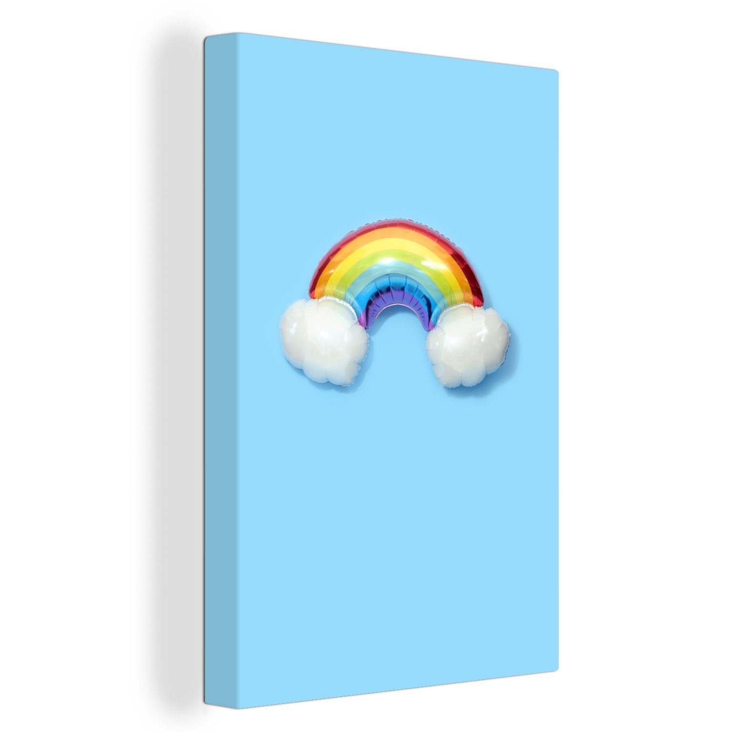 OneMillionCanvasses® Leinwandbild Ein Regenbogen aus flauschigen Wolken, (1 St), Leinwandbild fertig bespannt inkl. Zackenaufhänger, Gemälde, 20x30 cm | Leinwandbilder