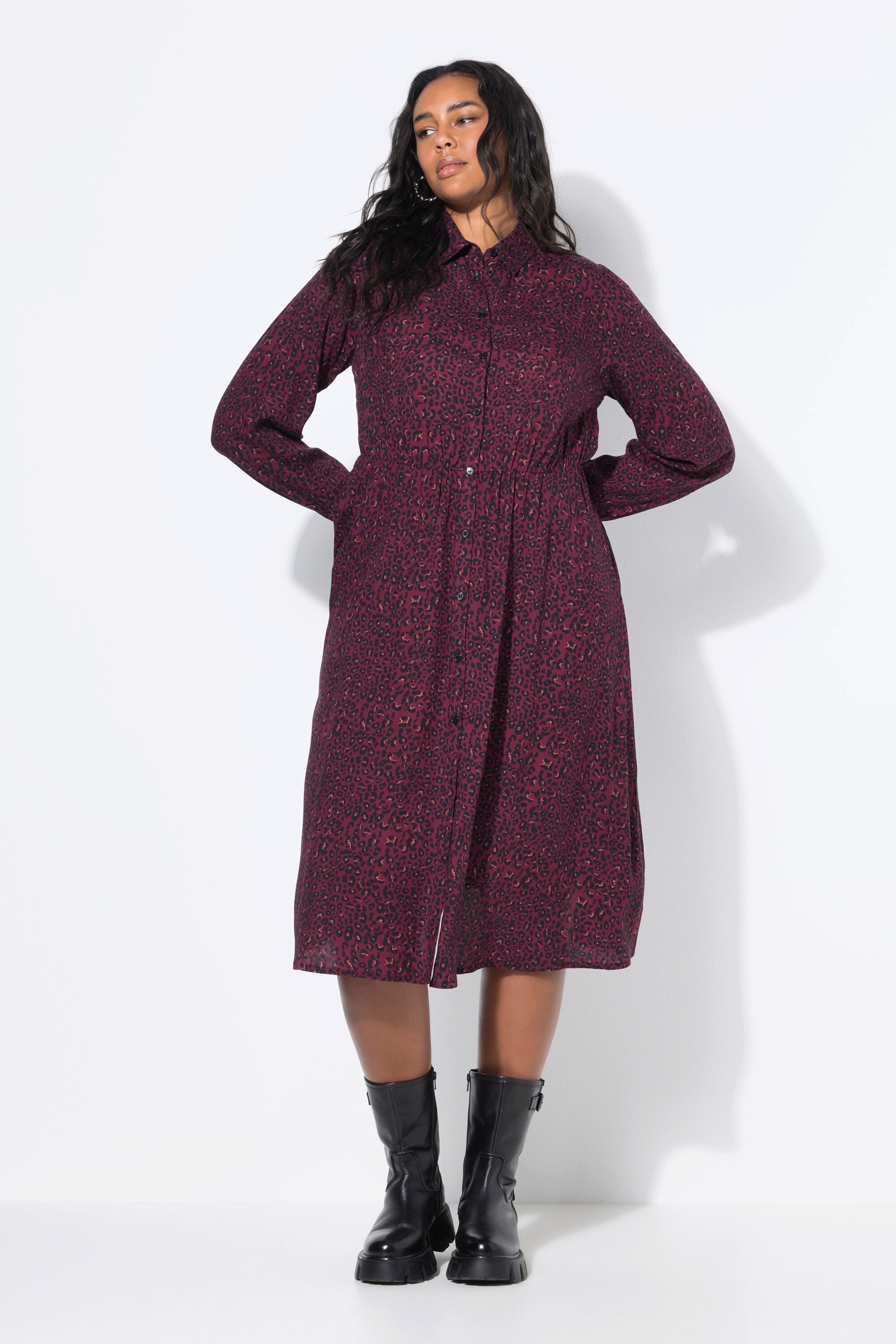 Jerseykleid Maxikleid Leo Knopfleiste Langarm