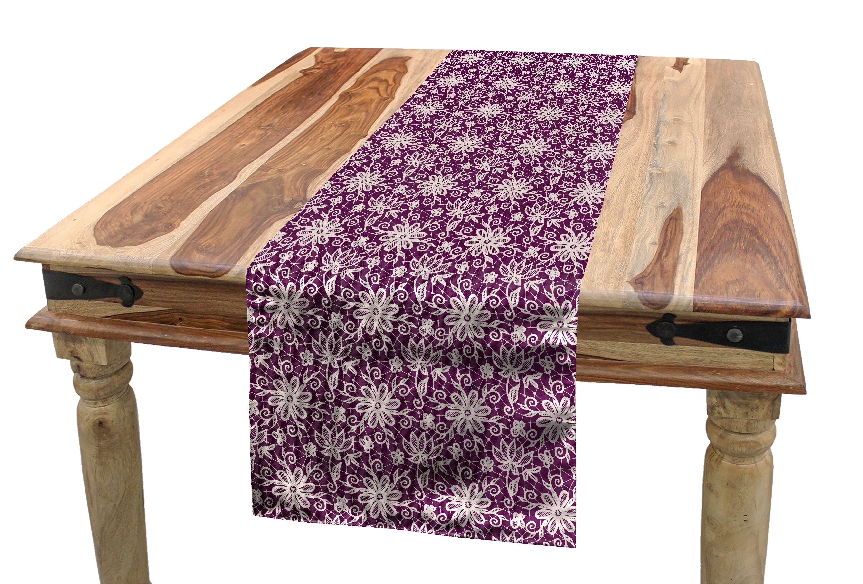 Tischläufer, Abakuhaus Rechteckiger Lace wie Blumenelemente Esszimmer Tischläufer Blumen Dekorativer Küche