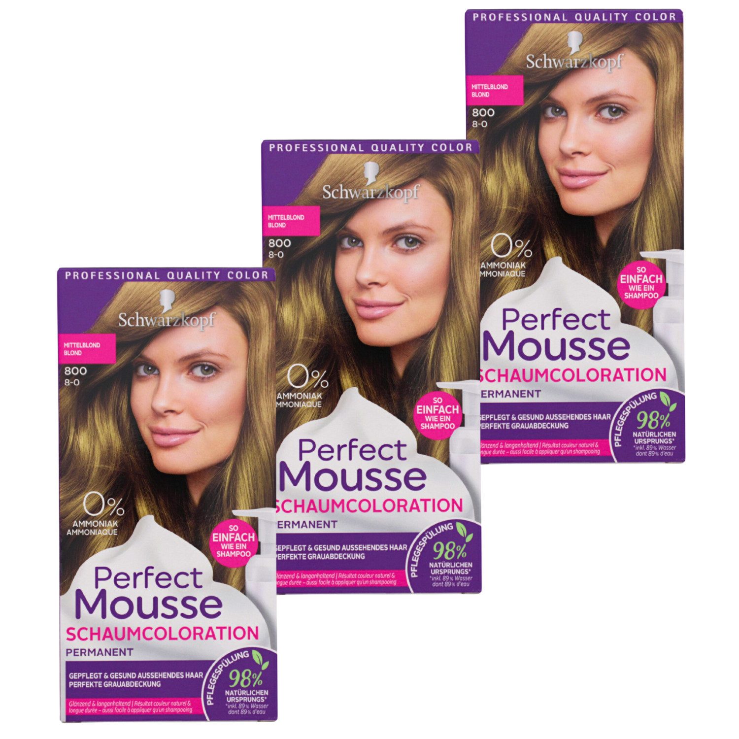 Schwarzkopf Haarfarbe 3 x Schwarzkopf Perfect Mousse Permanente ...