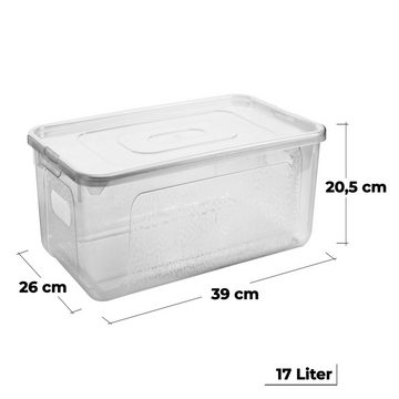 Centi Stapelbox 8Stk. Aufbewahrungsbox mit Deckel, Aufbewahrungsboxen, Plastikbox (Stk., 8 St., 39L x 26B x 20,5H cm 17L), Kisten Aufbewahrung mit Deckel und Strukturdesign