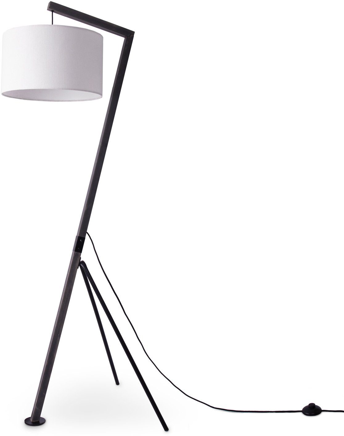 Modern Wohnzimmer Home Galgen Metall E27 Paco Holz Vintage Leuchtmittel, GALLOW, ohne Dreibein Stehlampe