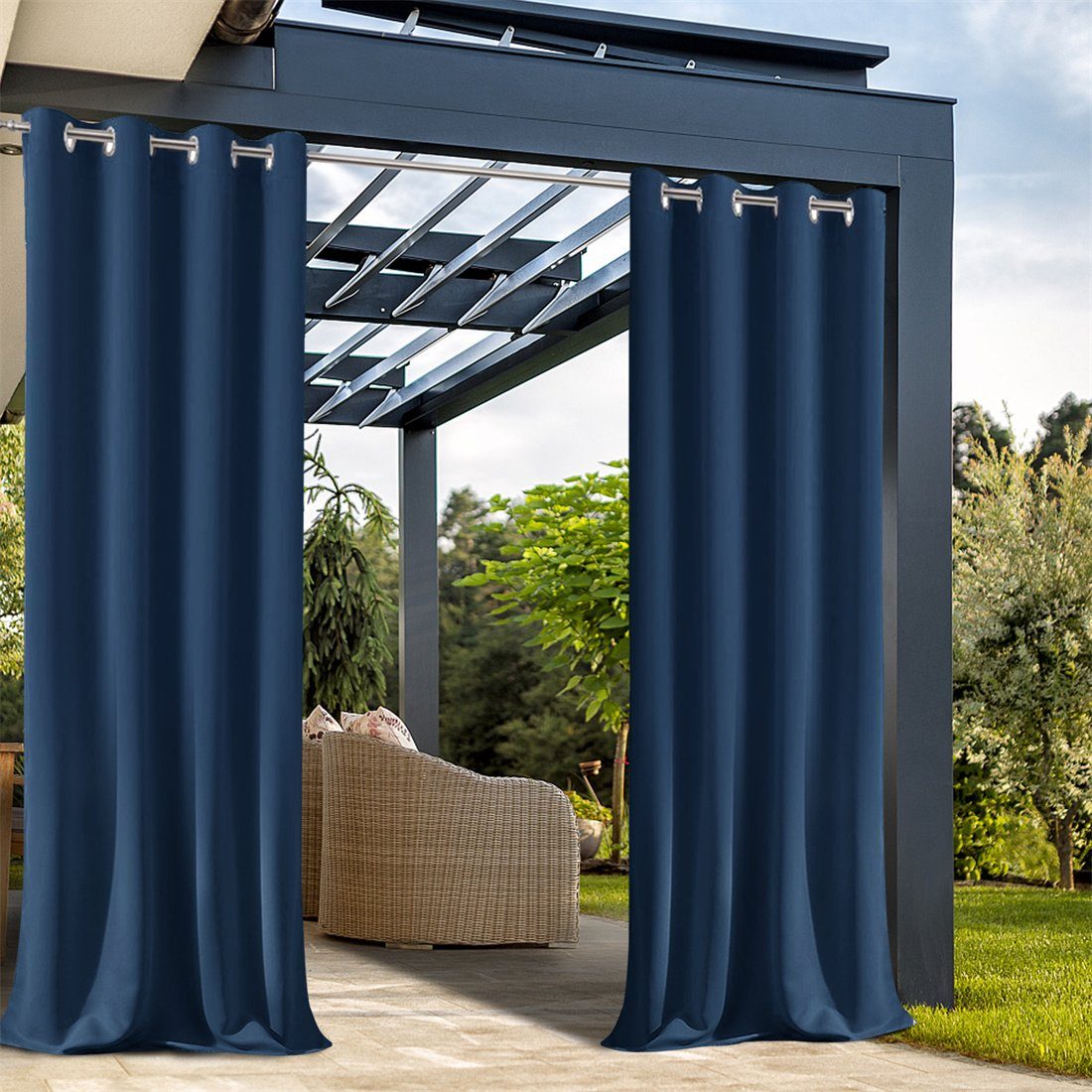 Thermovorhänge, Außenvorhänge, und Wasserdichte Vorhang blau ZAXSD sonnenbeständige
