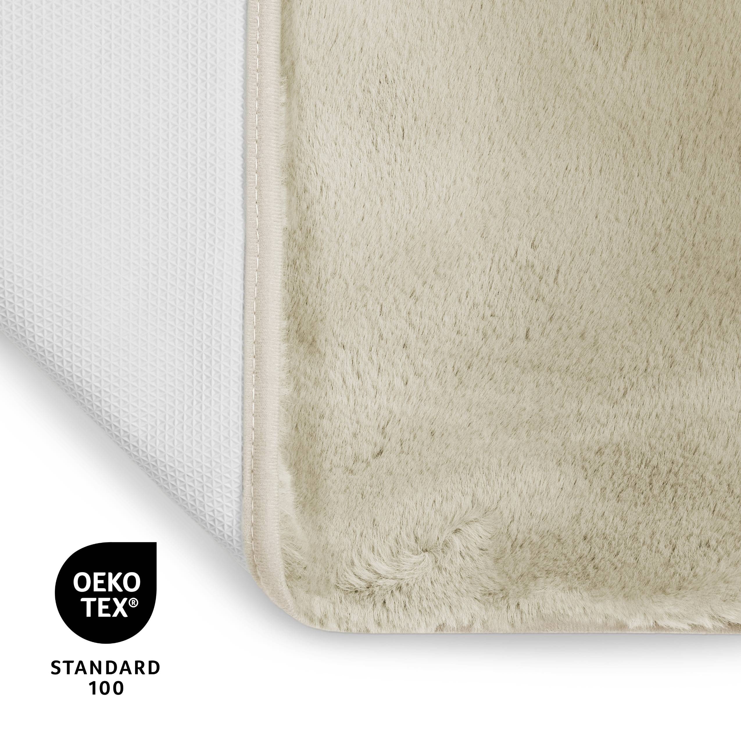 OTTO home Badematte Lennja, Höhe 25 mm, rutschhemmend beschichtet, fußbodenheizungsgeeignet, Polyester, rechteckig, Badteppich, getuftet, Uni, antirutsch, flauschig wie Kaninchenfell