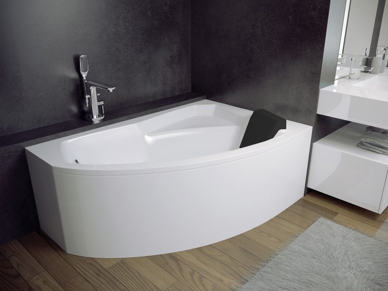 Thumbnail - KOLMAN Badewanne Eckbadewanne Rima 130x85, (Links/Rechts), Ablaufgarnitur & Füße GRATIS