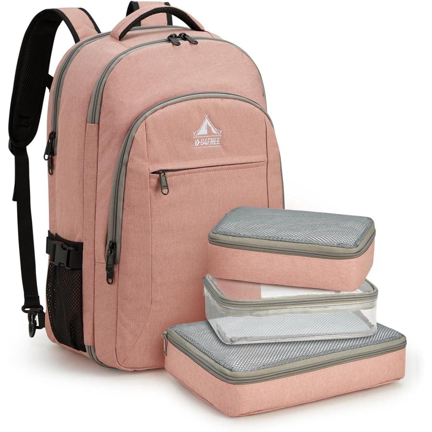 LuxusKollektion Reiserucksack Rucksack 40L Laptoprucksack 17Zoll Damen Herren Packwürfel Rosa