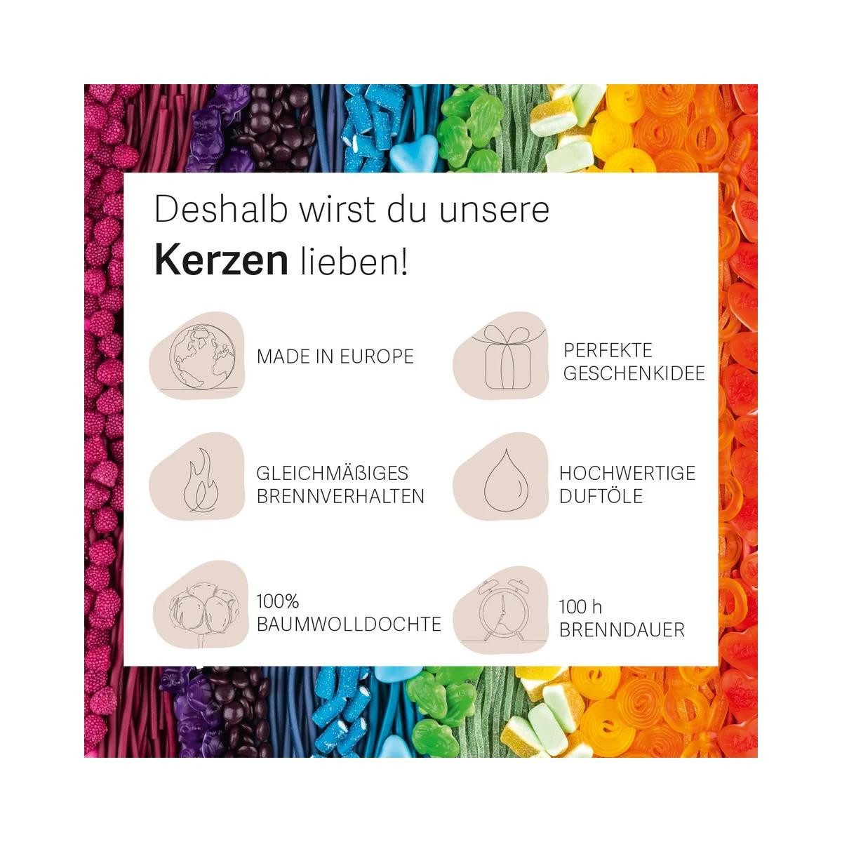 Duftkerze HARIBO Duftkerze - verschiedene Düfte 510G 100h Brenndauer im Glas (Einzeln, 1-tlg., Einzeln), HARIBO-Duft
