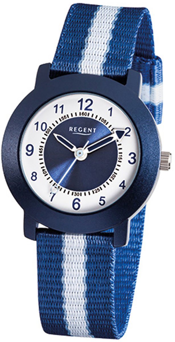 Textilarmband 30mm), Regent (ca. Kinder-Armbanduhr klein F-726, Analog blau Armbanduhr Regent rund, Quarzuhr Kinder