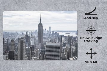 MuchoWow Gaming Mauspad Bewölkter Himmel über dem Empire State Building in Amerika (1-St), Büro für Tastatur und Maus, Mousepad Gaming, 90x60 cm, XXL, Großes