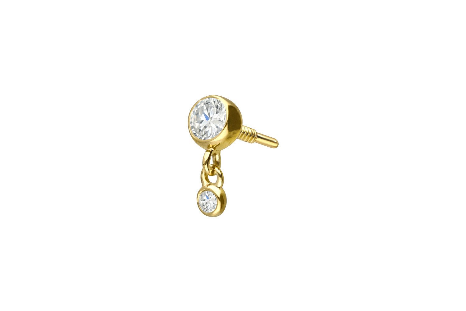 PIERCINGLINE Piercing-Set 18 Karat Gold Schraubaufsatz mit Außengewinde 2 DIAMANTEN (Schraub-Aufsätze, 1-tlg)
