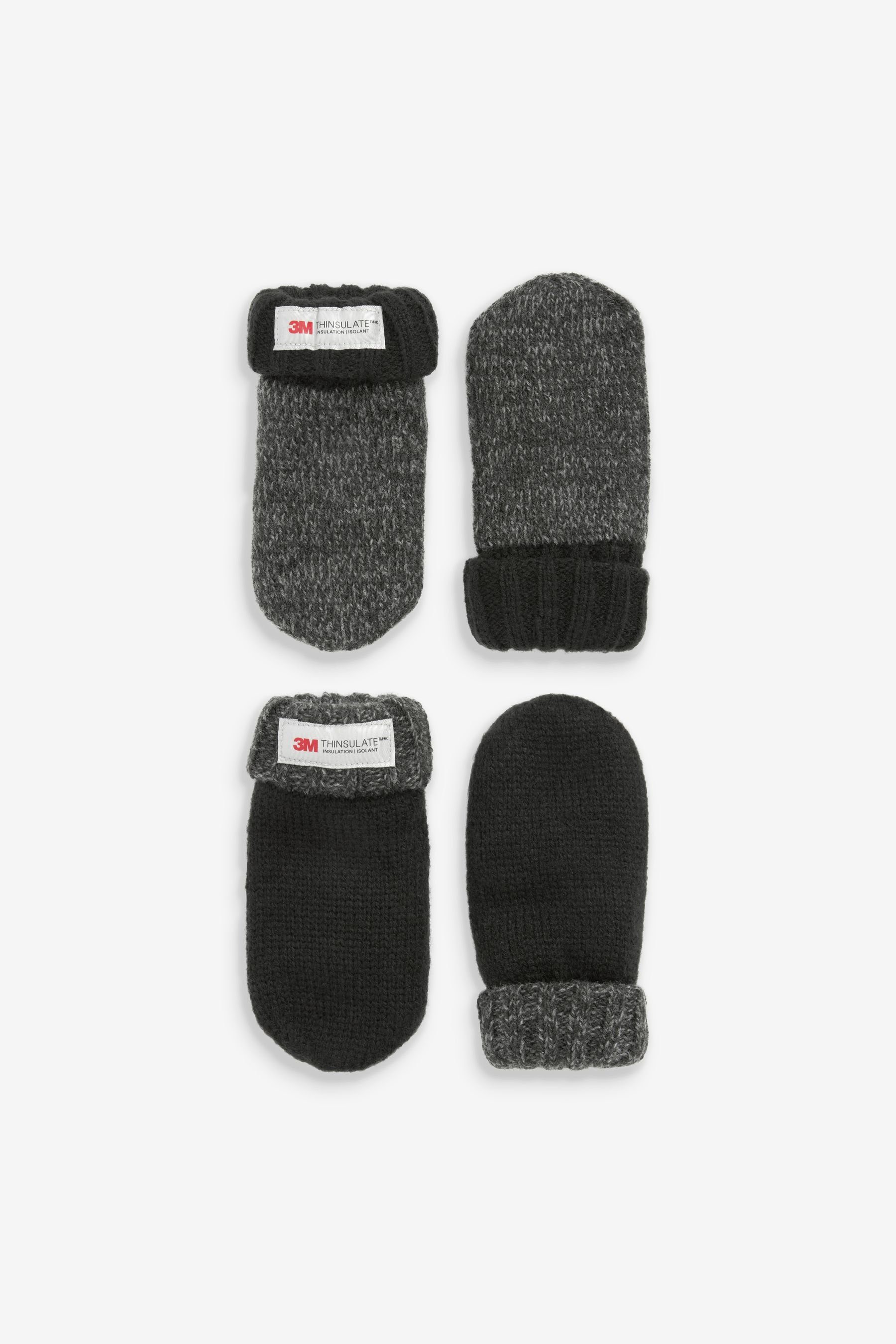 Next Fäustlinge Thinsulate™ Fausthandschuhe, 2er-Pack Charcoal Grey