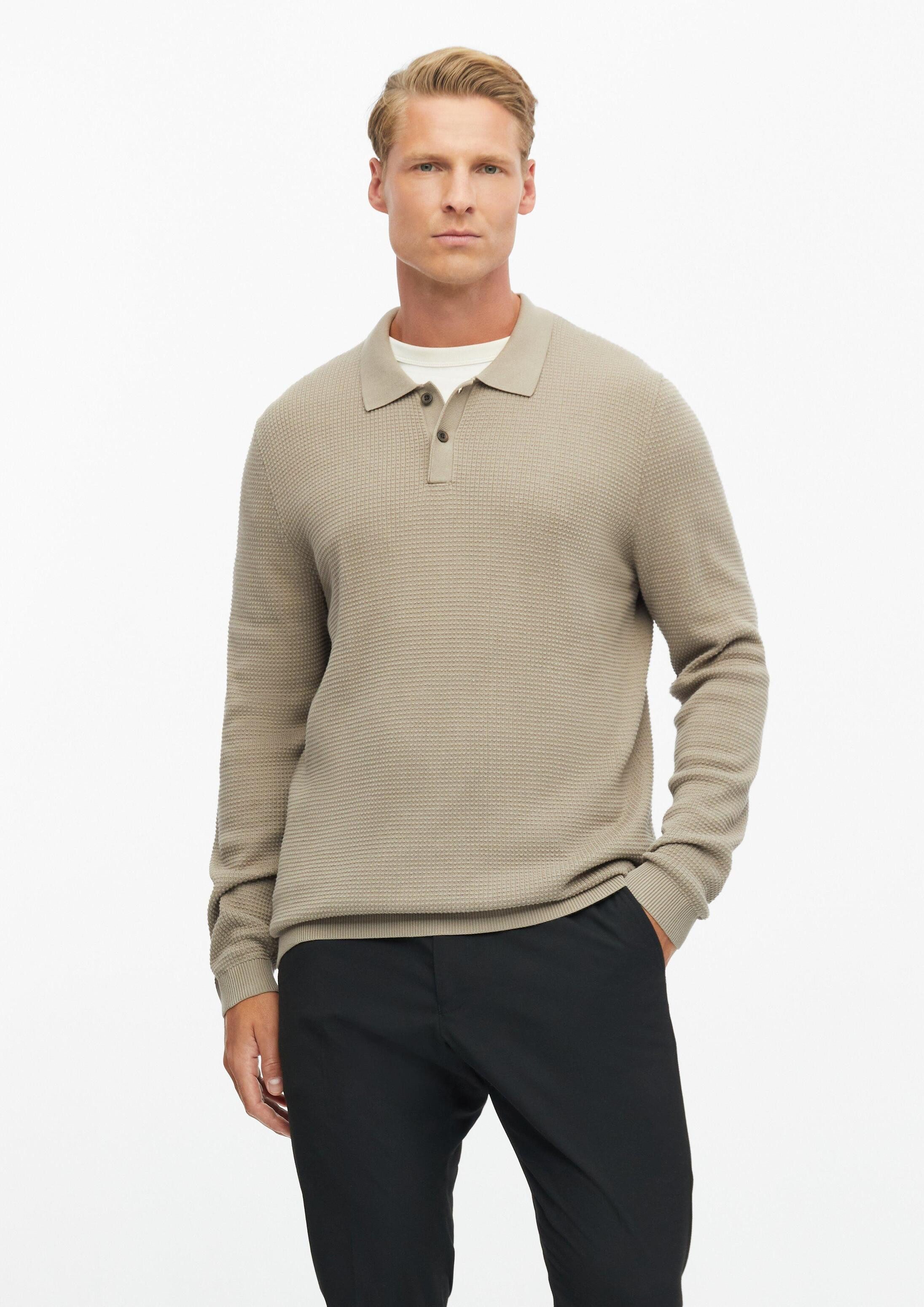s.Oliver Longpullover Strickpullover Fein strukturiertes Langarm-Strickpolo