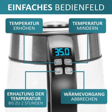 ecosa Wasserkocher EO-600, 1,7 l, 2200 W, Temperatureinstellung,LED-Beleuchtung,Edelstahl,BPA-frei,Farbwechsel