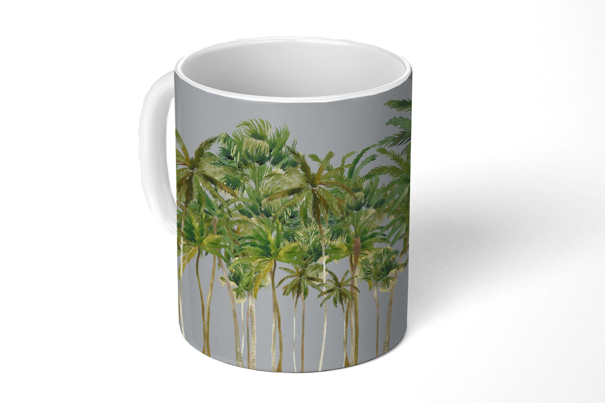 MuchoWow Tasse - Grün Becher, Kaffeetassen, Palme, - Keramik, Teetasse, Geschenk Teetasse, Dschungel