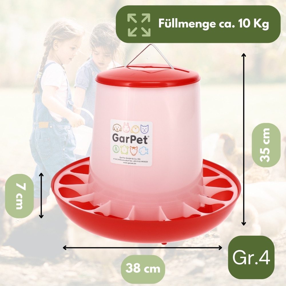 GarPet Futterspender Futterautomat Hühner Futterspender Hühner Hühnerzubehör Futtertrog