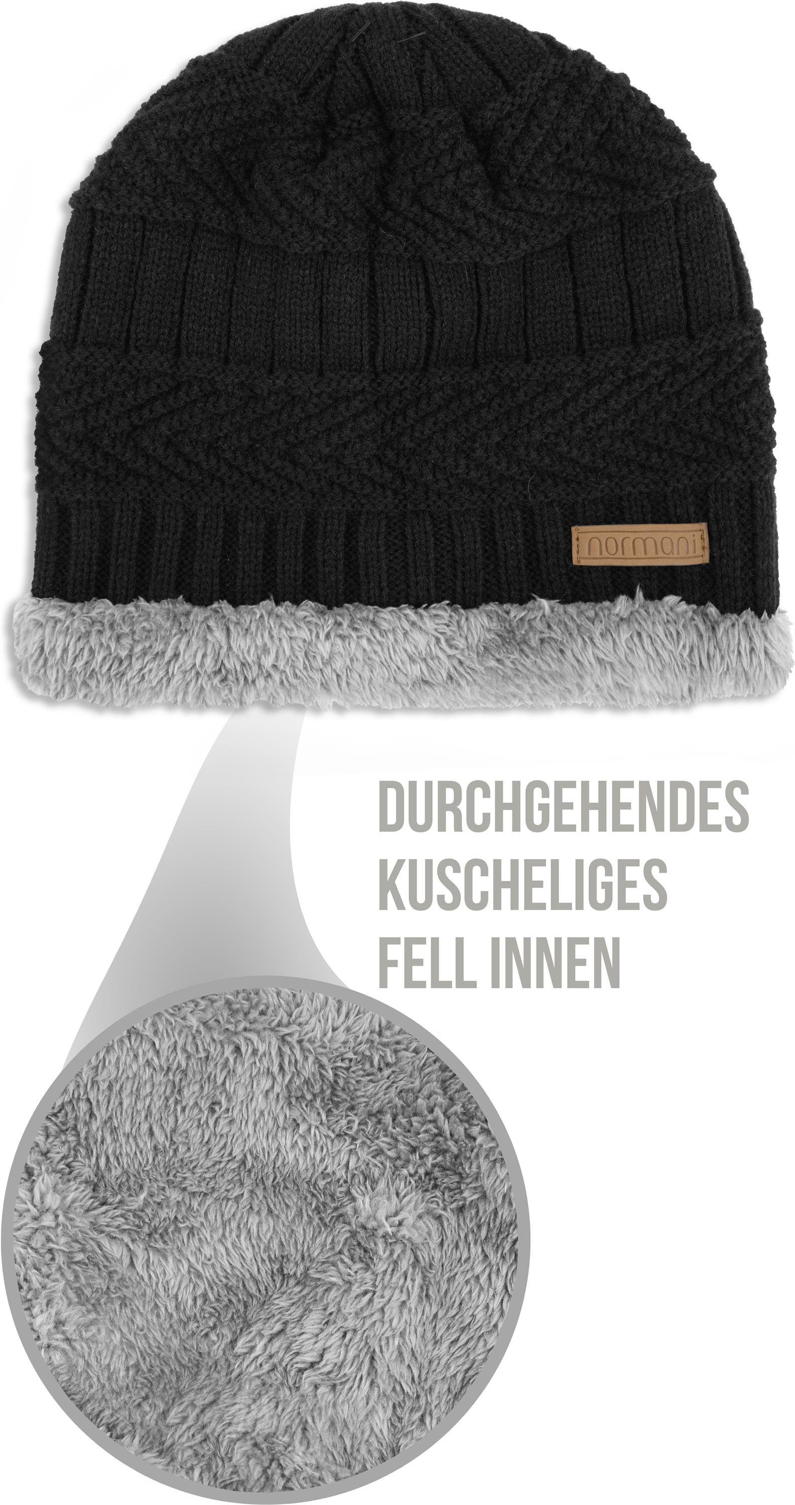 Fellmütze Schwarz/Grau Kebili Winter normani Strickmütze