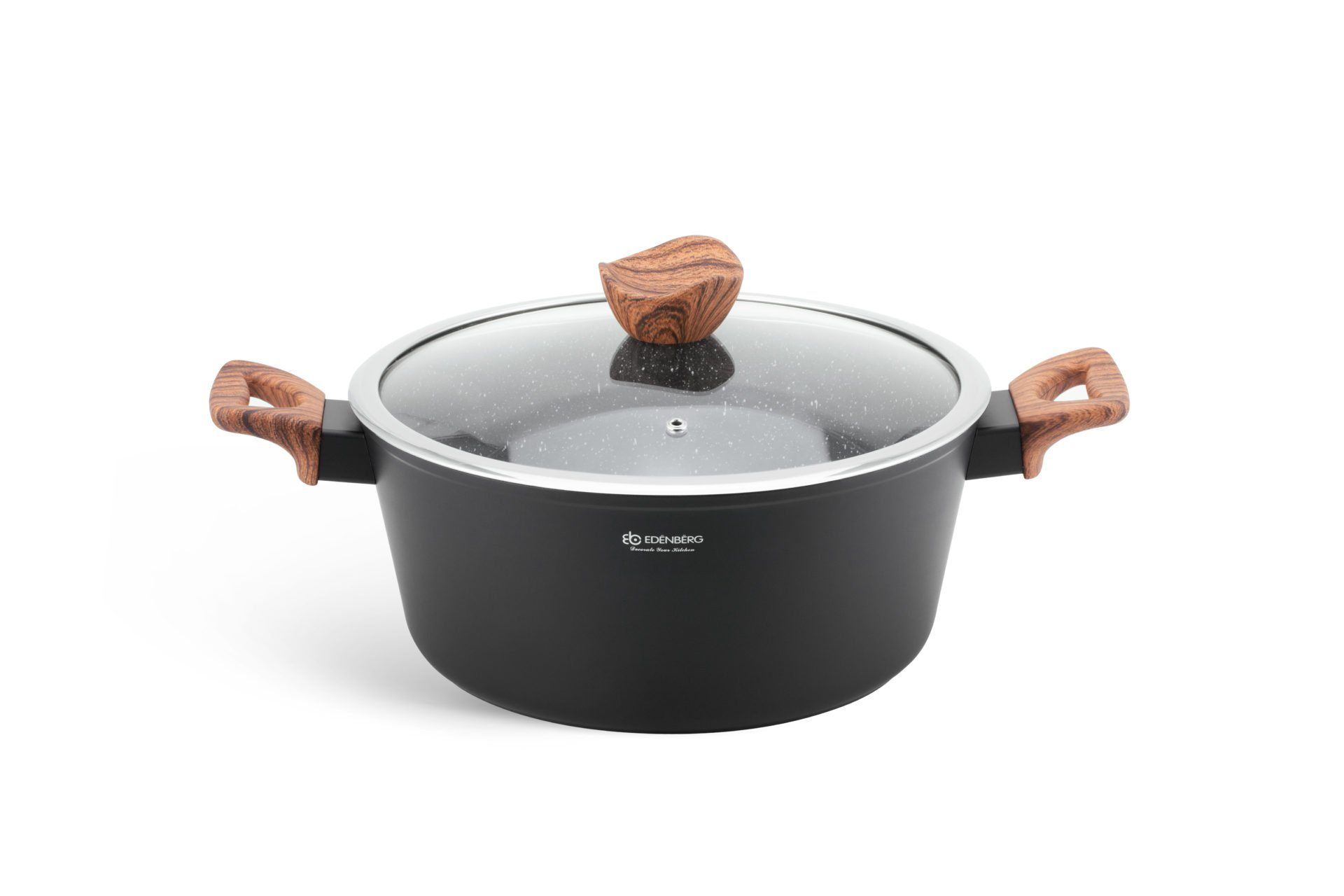 Edenberg Topf-Set Schönes modernes schwarzes Topfset mit Kasserolle, Pfannen, Edelstahl, Keramik, Aluminiumguss (Schöne Töpfe mit einzigartigem Design, 15-tlg., Zeitloses Design des Topfsets. Eine ideale Geschenkidee! Hochwertig)