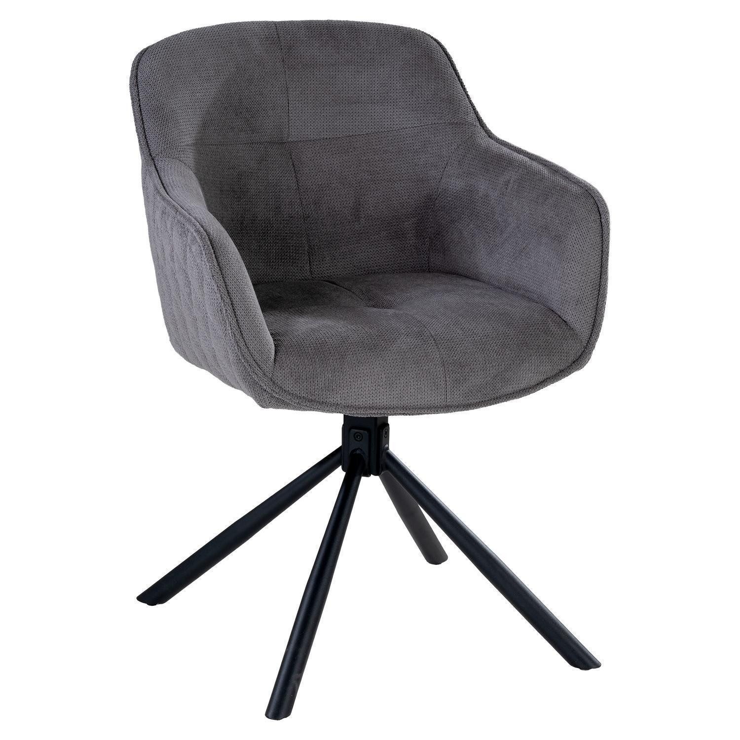 Stolkom Sp.z.o.o. Esszimmerstuhl EMMA-SOFIA, Grau, Schwarz, Webstoff, Metall, (1 St), 180 Grad drehbar mit Rückholfunktion, B 59 x H 82 x T 62 cm