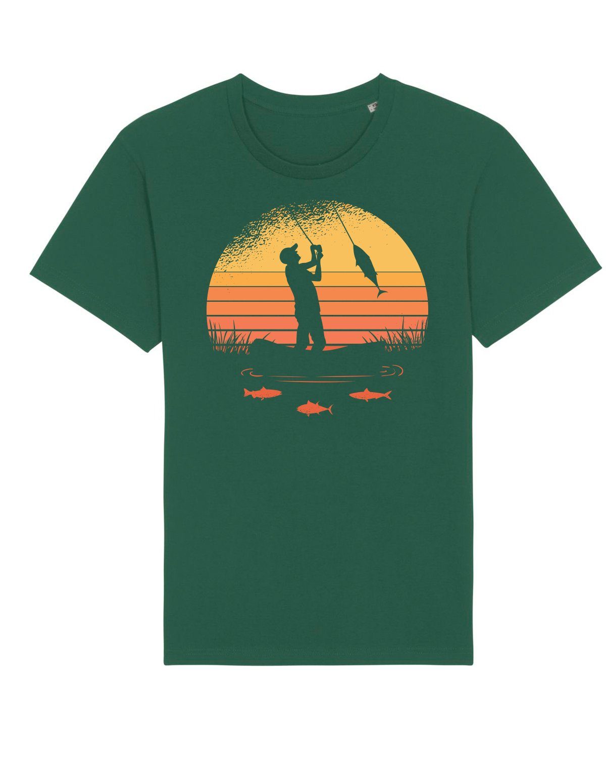 (1-tlg) wat? Apparel Angler flaschengrün Print-Shirt