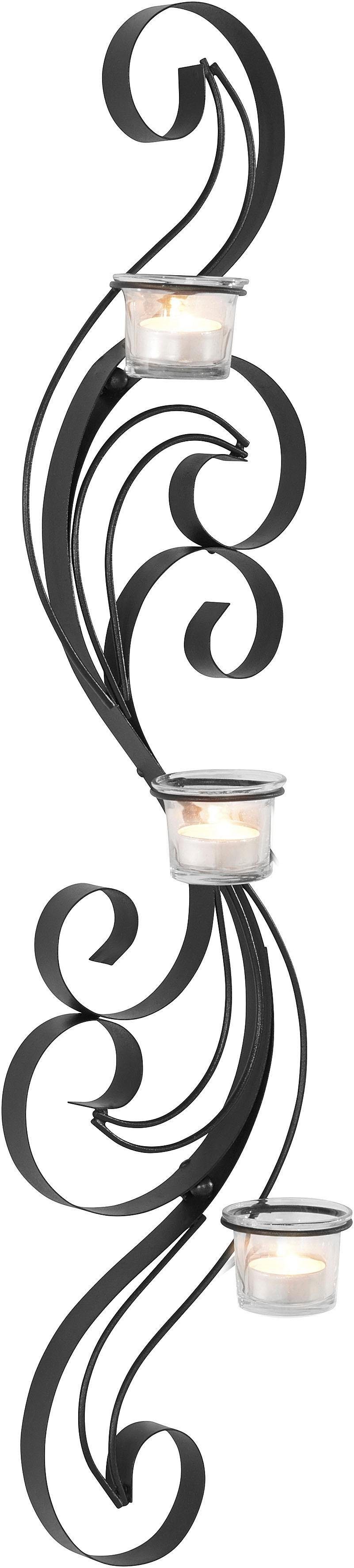 Home affaire Wandkerzenhalter Hana, schwarz, Landhaus, Metall, schwarz günstig online kaufen