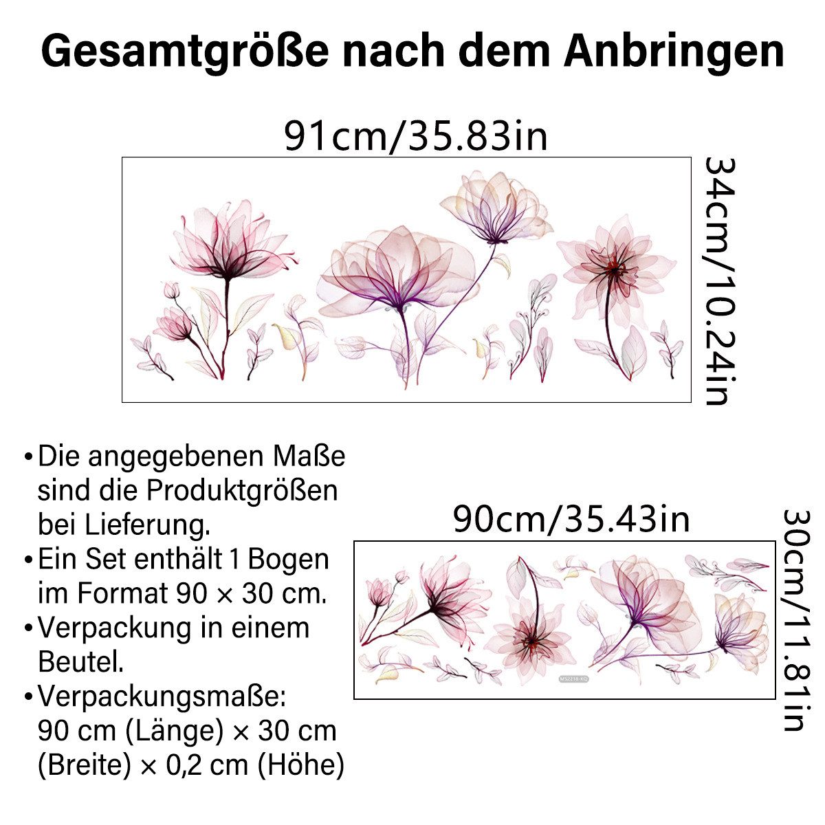 MOPUEA Wandtattoo Dekorative Wandaufkleber, Blumen Fenster Wandsticker Pflanzen/Sterne (1 St., Wanddeko Modern für Kinderzimmer Schlafzimmer Wohnzimmer), 3D-Wan – Bild 2 von 5