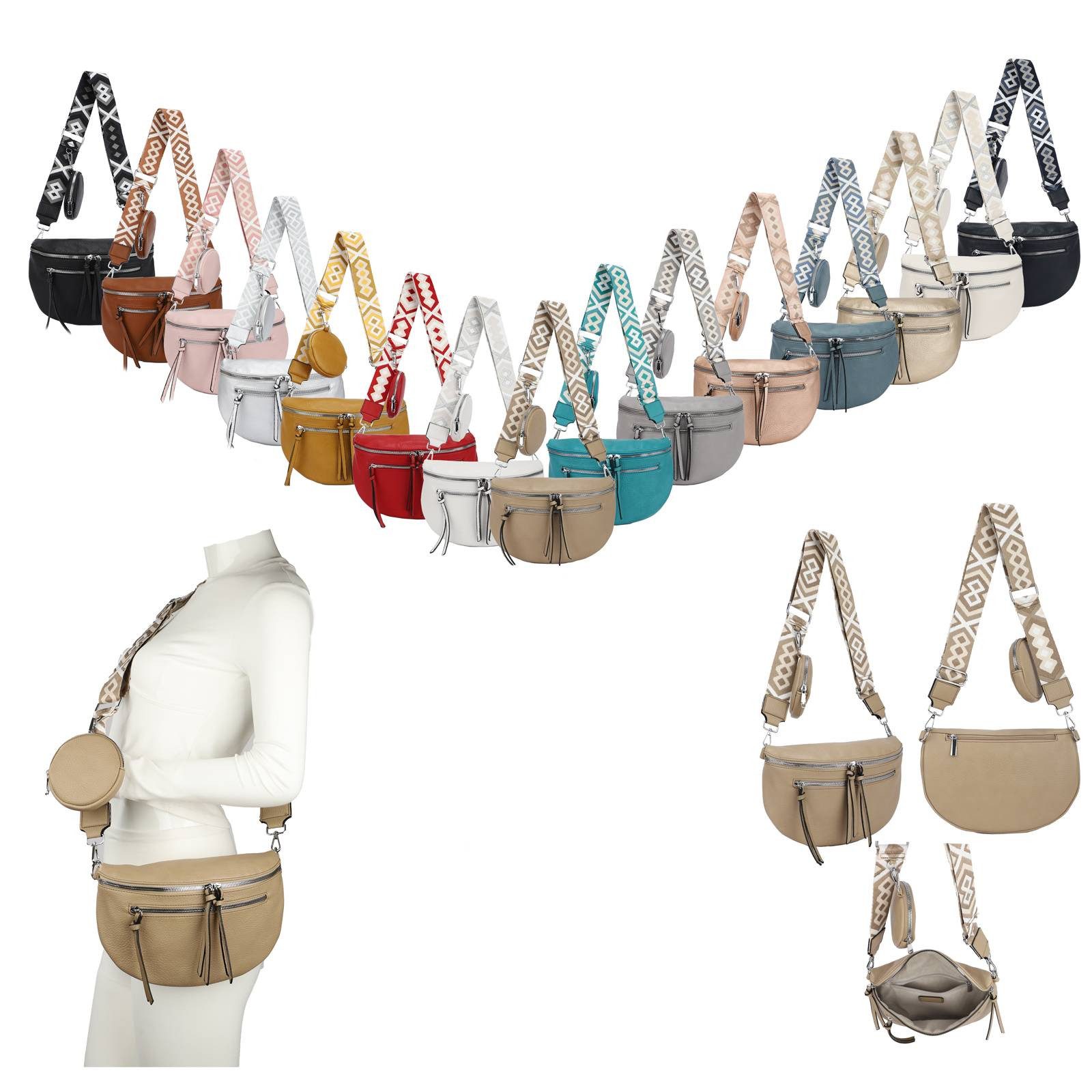 ITALYSHOP24 Bauchtasche Damen Brusttasche Crossover Umhängetasche CrossBody günstig online kaufen