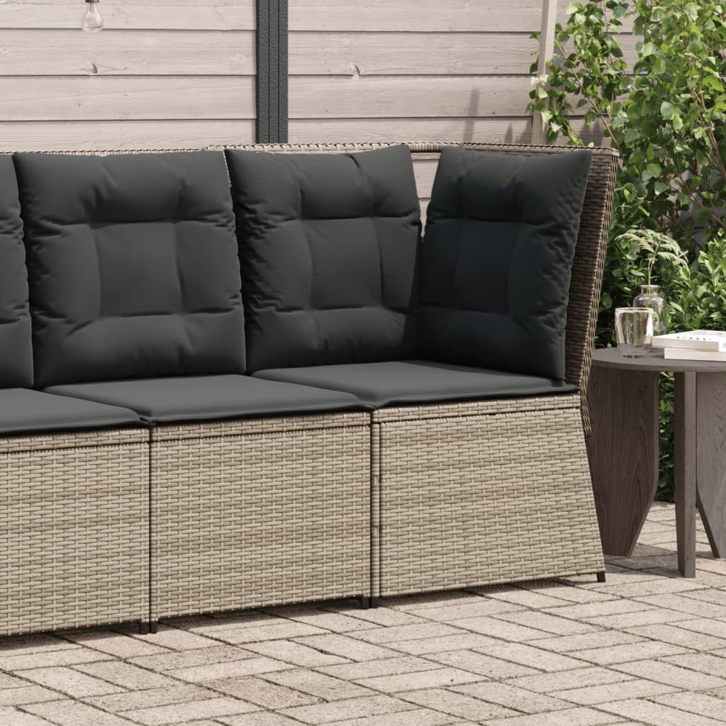 furnicato Gartensofa PE-Rattan Grau 67x67x95 cm mit Kissen