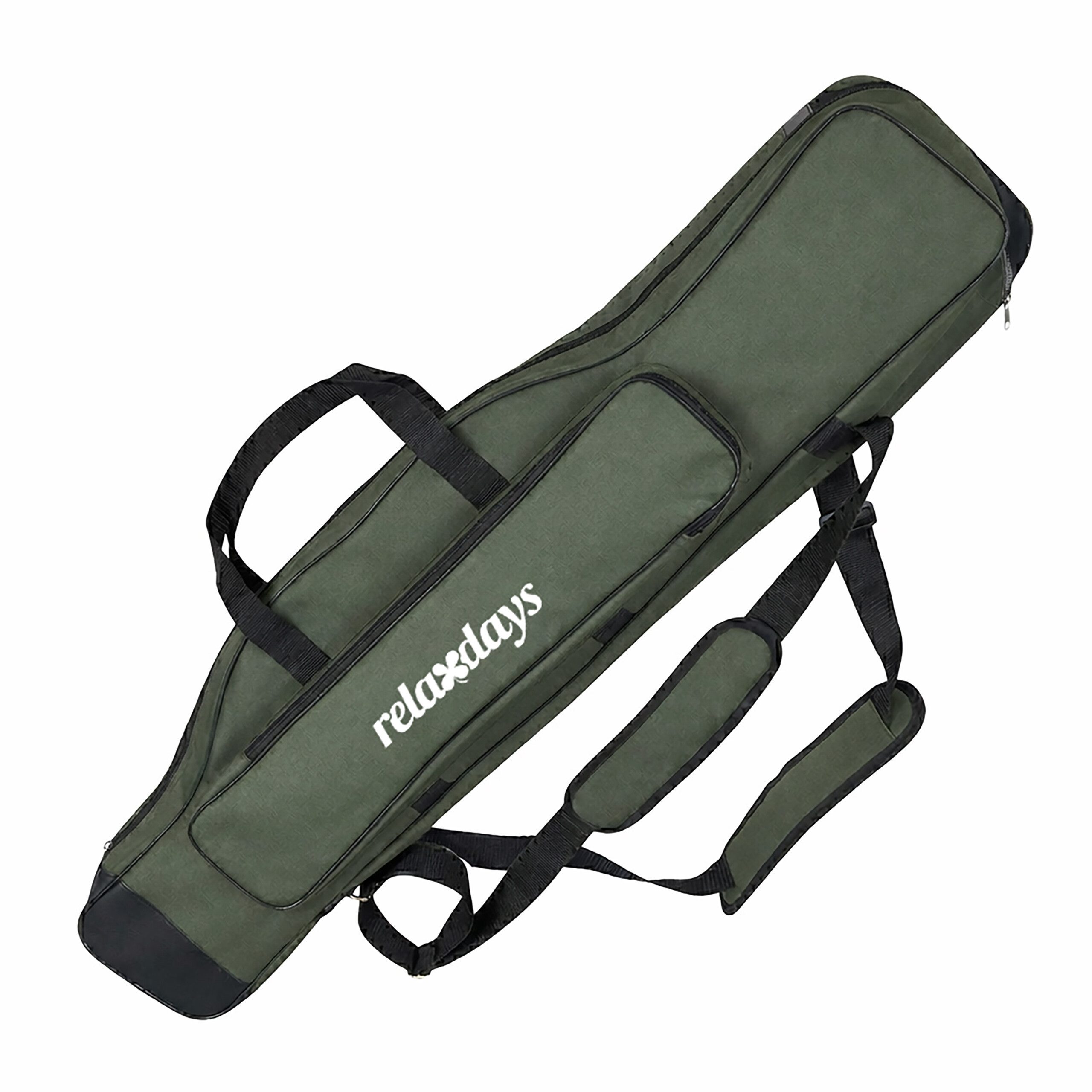 relaxdays Angelrutentasche Große Angeltasche Rutentasche 5 Fächer (1-tlg), grün, 100 cm
