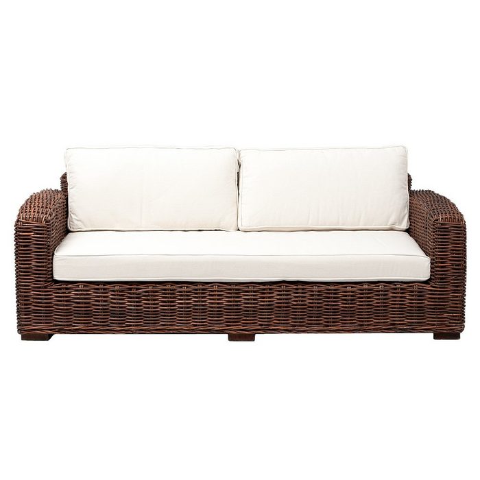 LebensWohnArt Sofa Lounge Sofa LIVING Rattan Natural Brown ca. L200cm CN9622