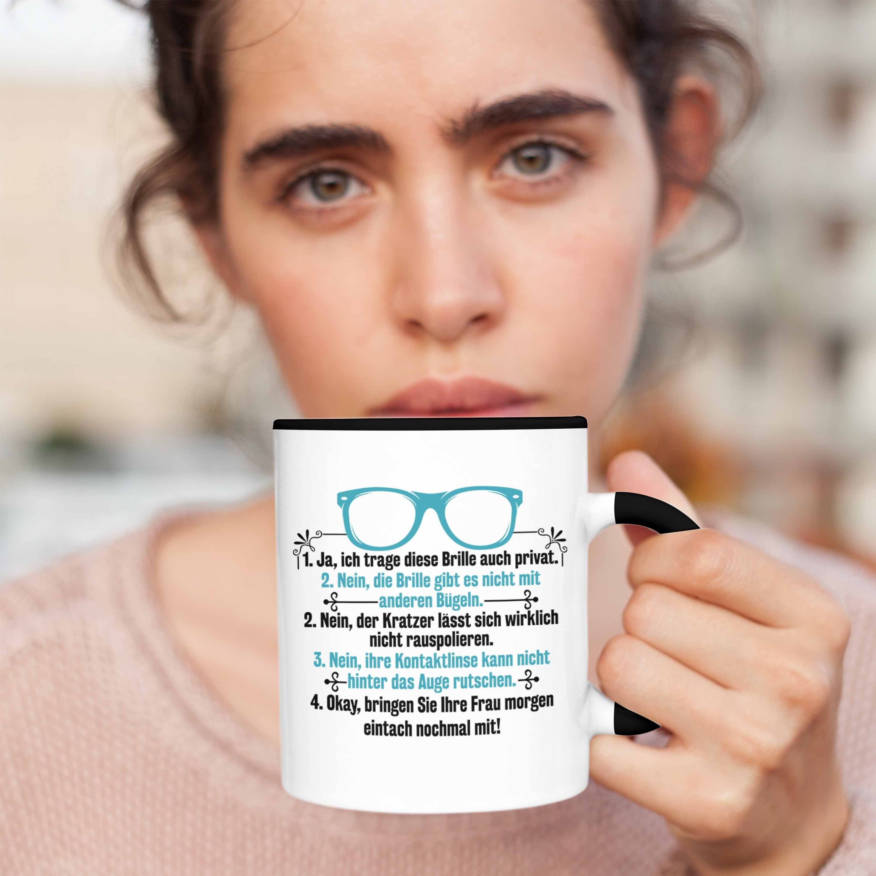 Trendation Tasse Trendation - Lustiger Augenoptiker Brillenverkäufer Optiker Spruch Geschenkidee Schwarz Tasse Geschenk