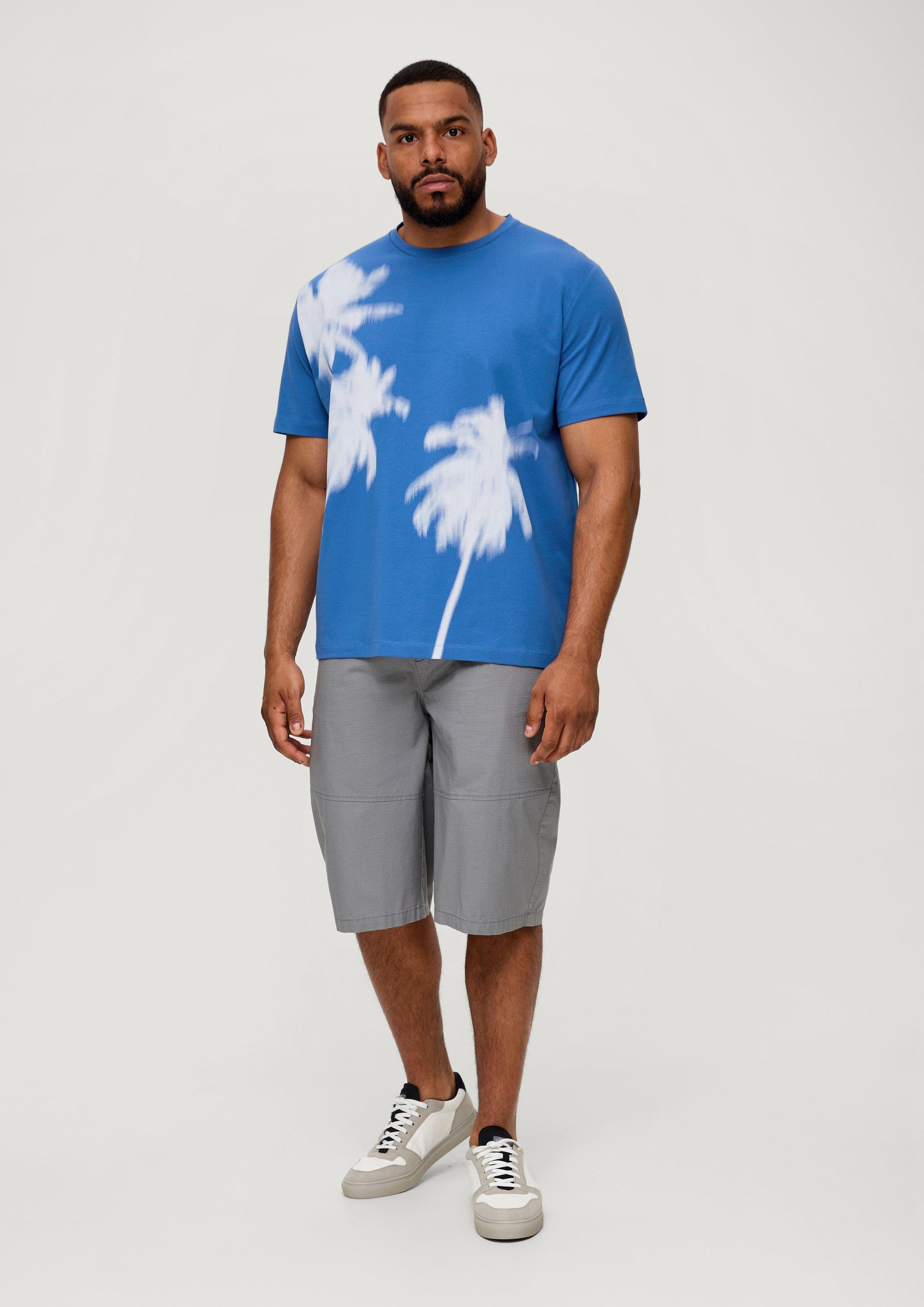 s.Oliver Kurzarmshirt T-Shirt mit Grafikprint royalblau
