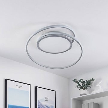 Lucande LED Deckenleuchte Noud, dimmbar, LED-Leuchtmittel fest verbaut, Farbwechsel warmweiß / tageslicht, Modern, Eisen, Aluminium, Kunststoff, silber, 1 flammig, inkl.