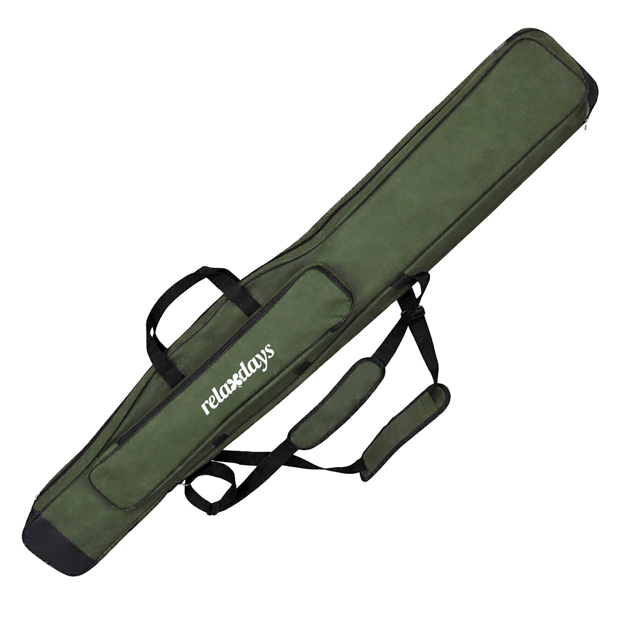 relaxdays Angelrutentasche Große Angeltasche Rutentasche 5 Fächer (1-tlg), grün, 150 cm
