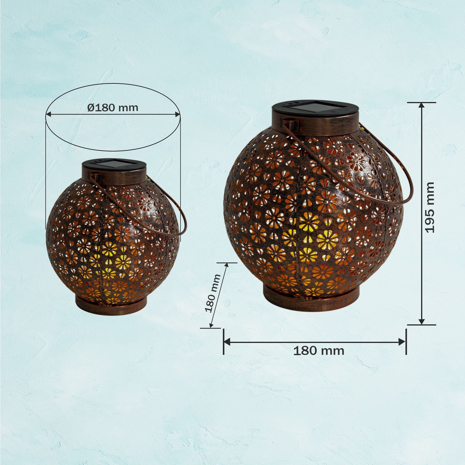 bmfversand LED Solarleuchte Solarleuchte Garten Laterne 2er Set Kugel