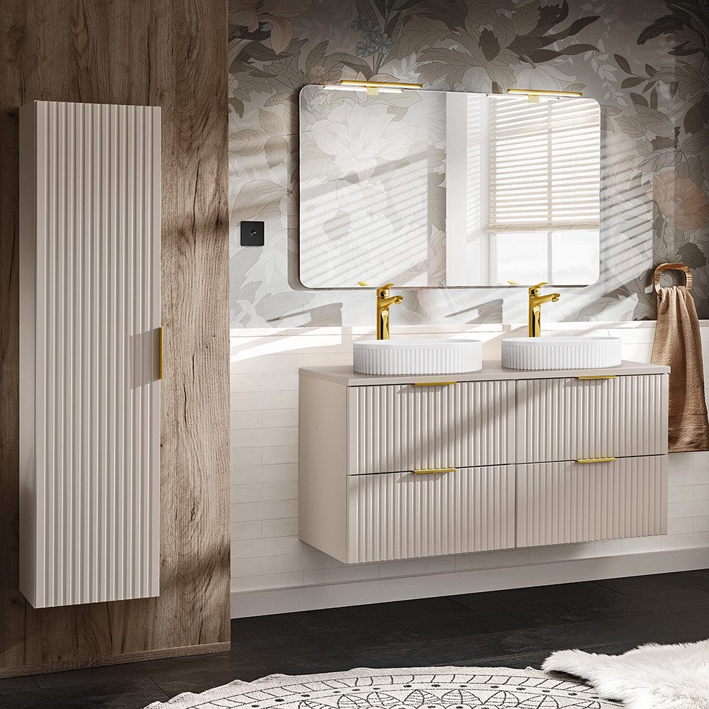 Lomadox Badmöbel-Set ADELAIDE-56-CASHMERE, (Spar-Set, 3-St., Hochschrank Do günstig online kaufen