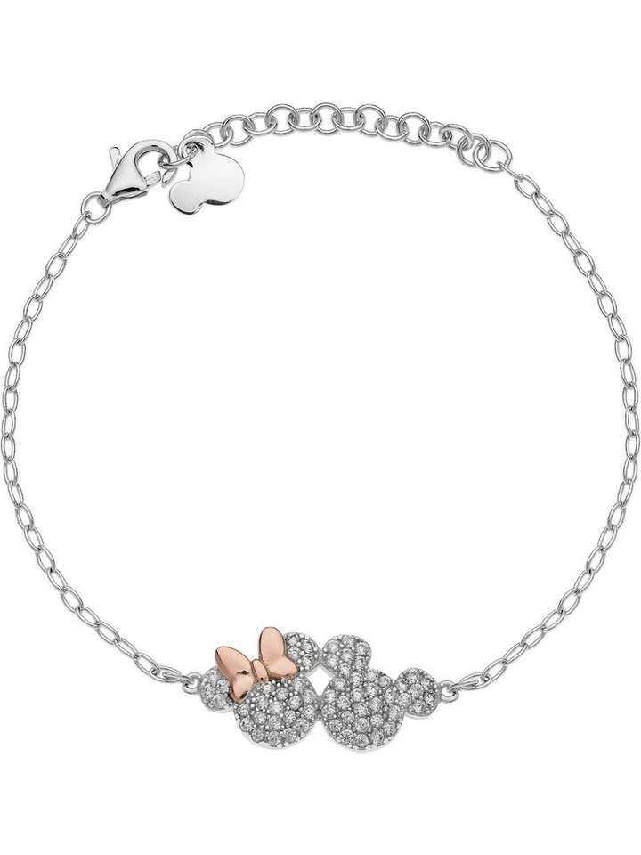 DISNEY Jewelry Silberarmband Disney Mädchen-Armband 925er Silber Zirkonia,  Modern, Länge: 17 cm, Verlängerung: 3 cm, Zwischenose bei: 14 cm, Stärke:  0,9 mm