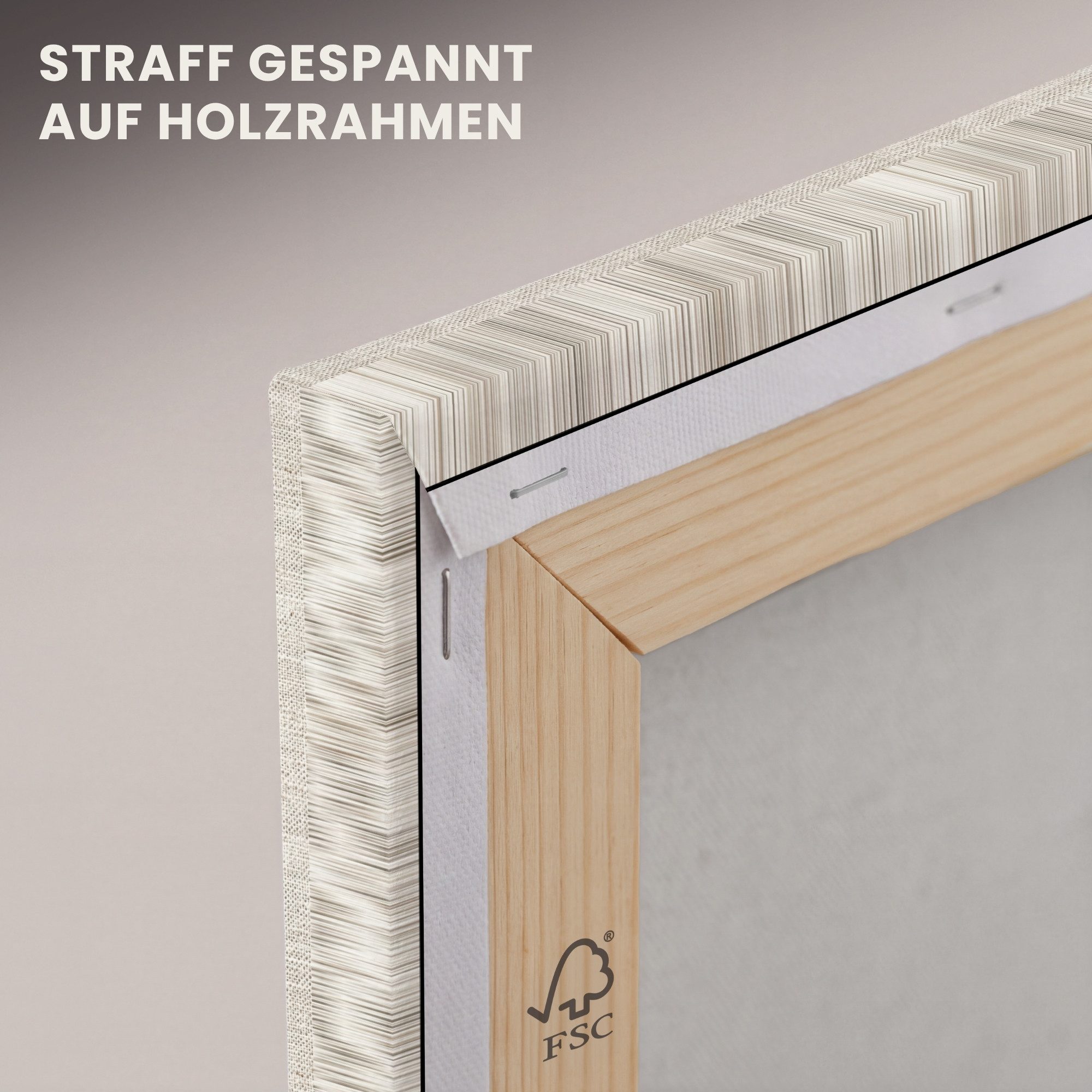 OneMillionCanvasses® Leinwandbild Leinen - Textur - Beige, Fotodruck (1 St), Leinwand Bilder Klein, Wand Dekoration Aesthetic 30x20 cm – Bild 5 von 5