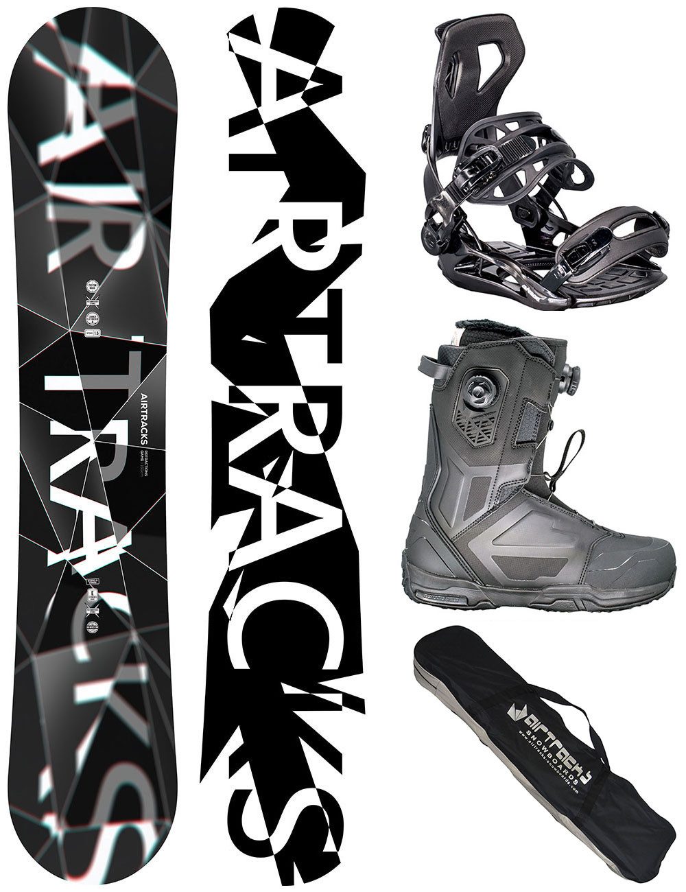 Airtracks Snowboard Snowboard Komplett Set Refractions Game Wide »Mod. 25/26 (Snowboard Set Refractions Game+Bindung Master+Boots+Bag, 4 St., 4er Pack)
