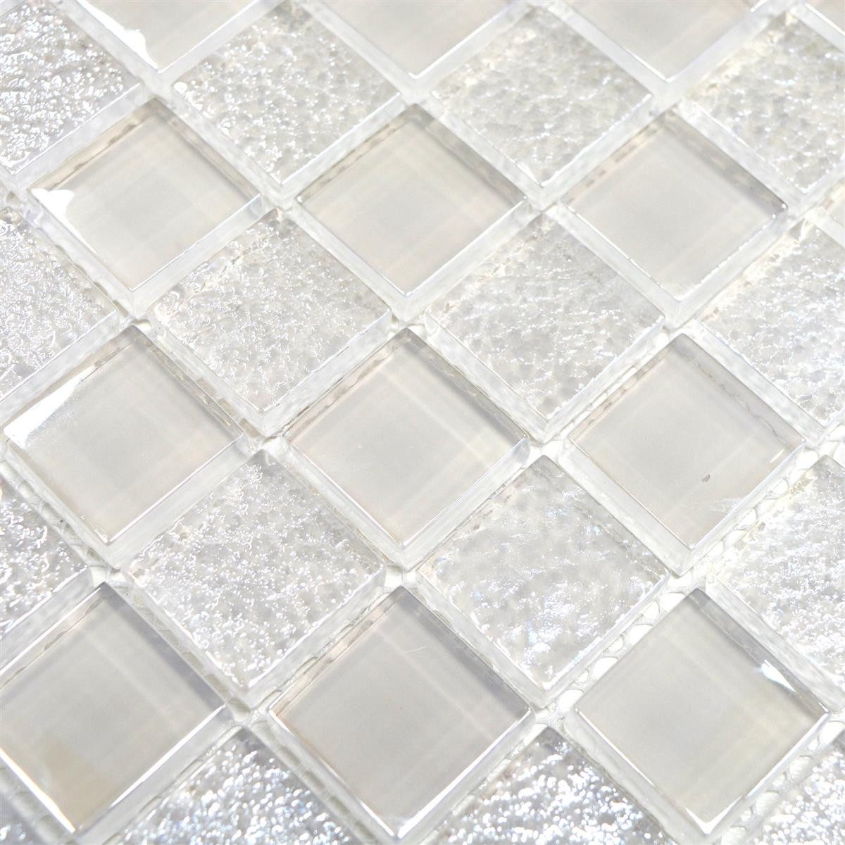 Mosafil Mosaikfliesen Glasmosaik Fliesen Nikolski Lüster, Glas 30.000x30.000, weiß, Verlegefertig auf ein Netz geklebt - Frostsicher - Wasserfest